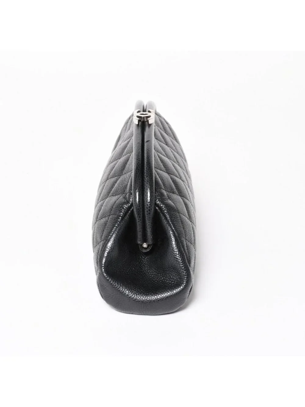 Chanel Timeless Classic Clutch CC Logo Caviar Leather Quilted Silver